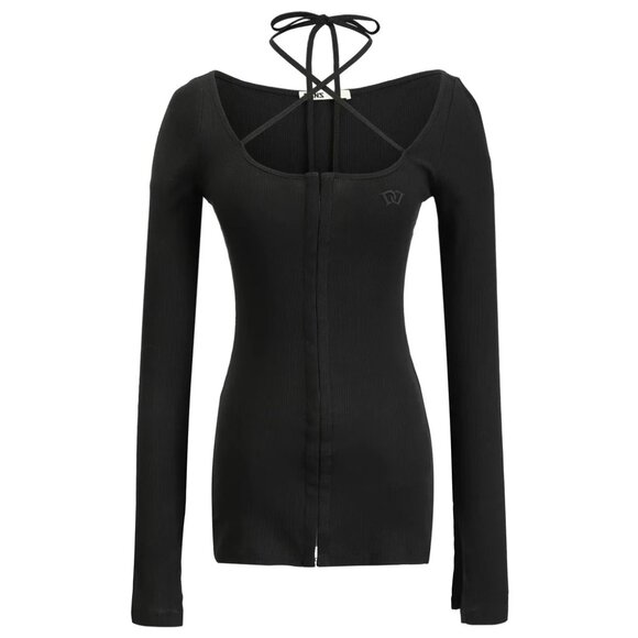 Danz New York FIR Hook & Eye Long Sleeve Top with Front Tie Slit Long Sleeves 38 - Picture 4 of 16